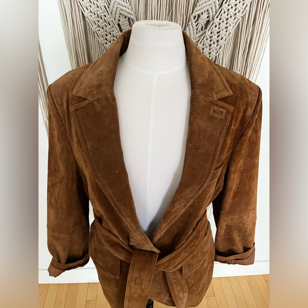 Zara Brown Suede Belted Coat - Picture 4 of 16
